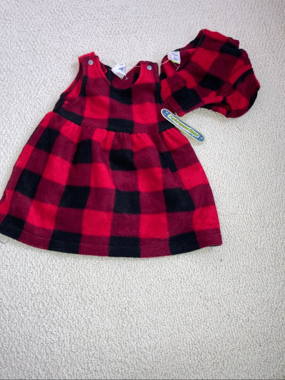 🆕 OLD NAVY Buffalo Plaid Check Jumper Dress Set Size 3-6 mos